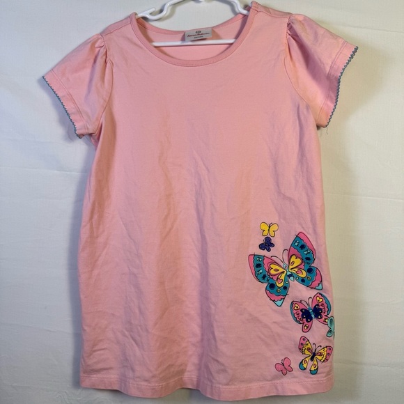 Hanna Anderson Pink T-Shirt with Colorful Butterfly Design Girls Size 10 - Picture 1 of 5